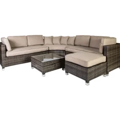 Oleskeluryhmä Home4you Dawson, 6 istuttava, ruskea/beige