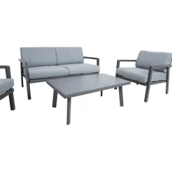 Oleskeluryhmä Home4You Delgado, sohva, pöytä, ja 2 tuolia, harmaa