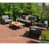 Oleskeluryhmä Home4you Felino, 3-istuttava sohva + 2 nojatuolia + pöytä, musta