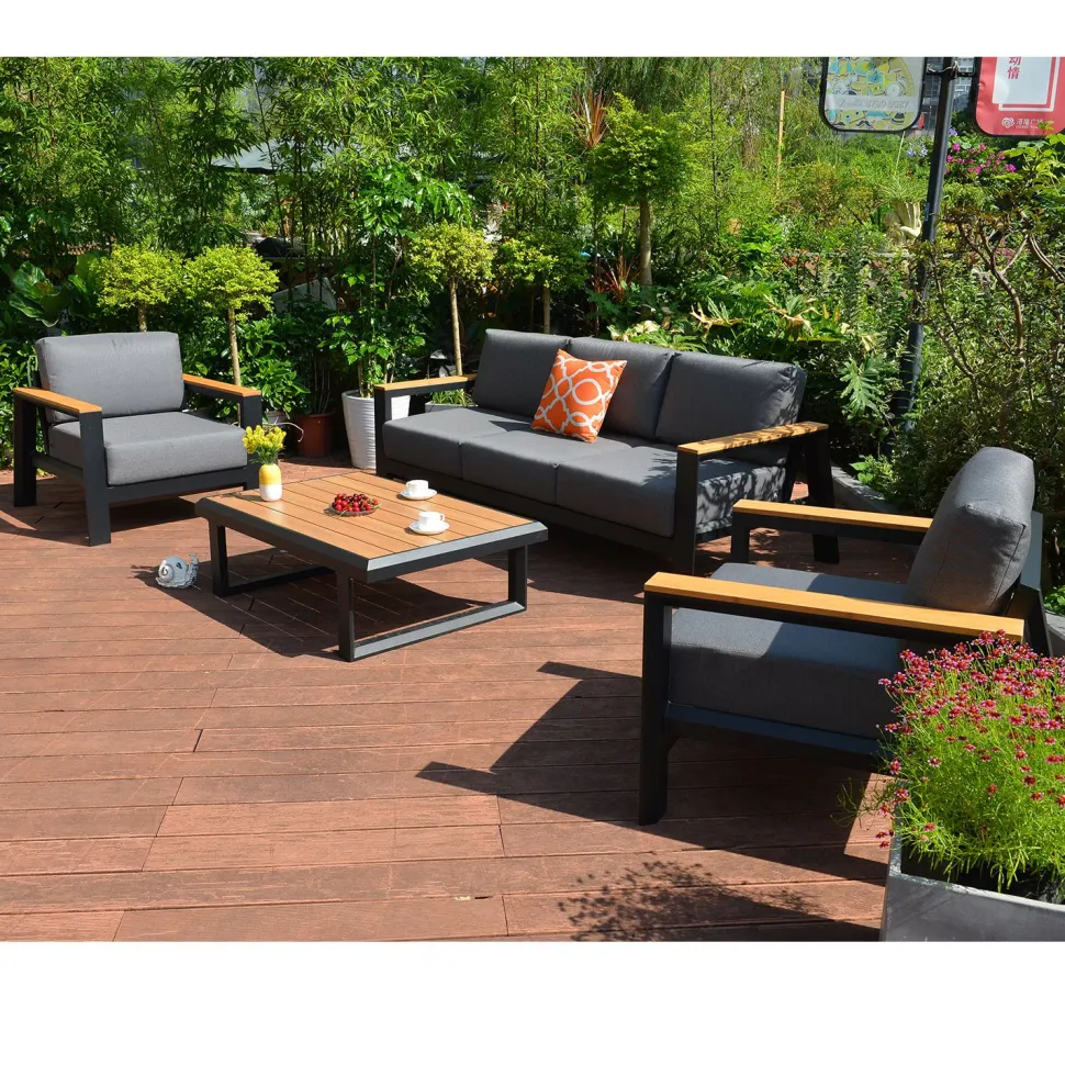 Oleskeluryhmä Home4you Felino, 3-istuttava sohva + 2 nojatuolia + pöytä, musta