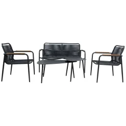 Oleskeluryhmä Home4You Nebo, penkki, 2 pöytää, ja 2 tuolia, harmaa