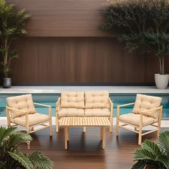Oleskeluryhmä Linento Garden MY028, 4-istuttava, beige