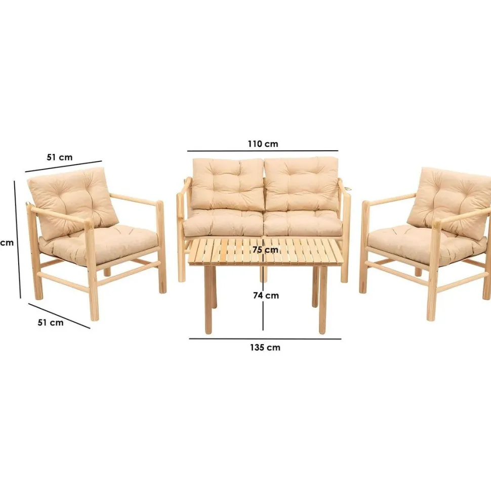 Oleskeluryhmä Linento Garden MY028, 4-istuttava, beige