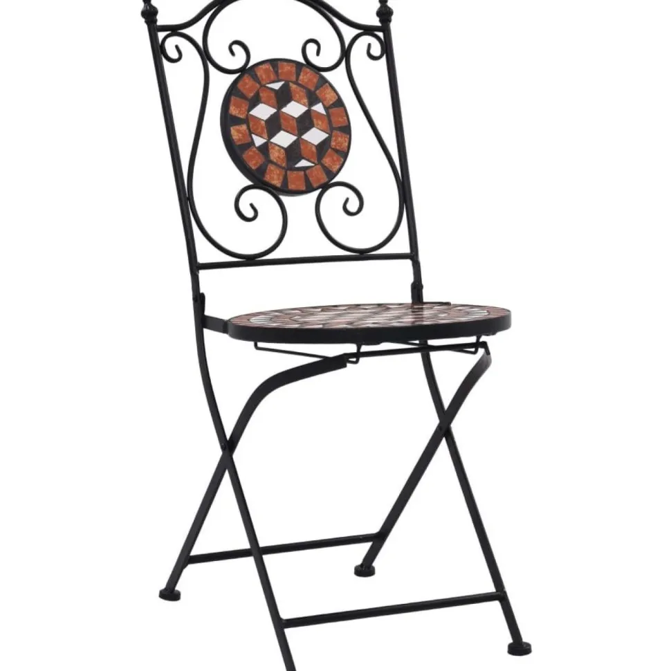 3-osainen mosaiikkibistrosarja 87x60x60 cm keraamiset laatat terrakotta