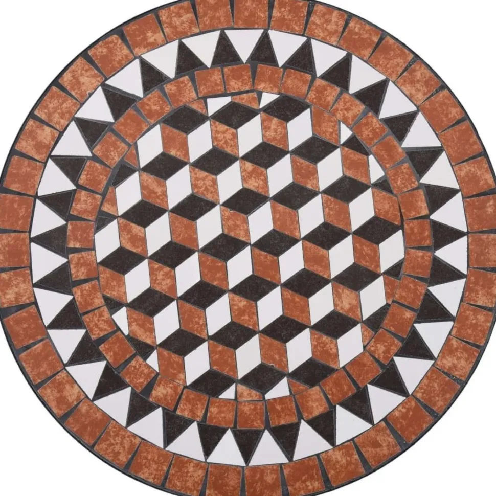 3-osainen mosaiikkibistrosarja 87x60x60 cm keraamiset laatat terrakotta