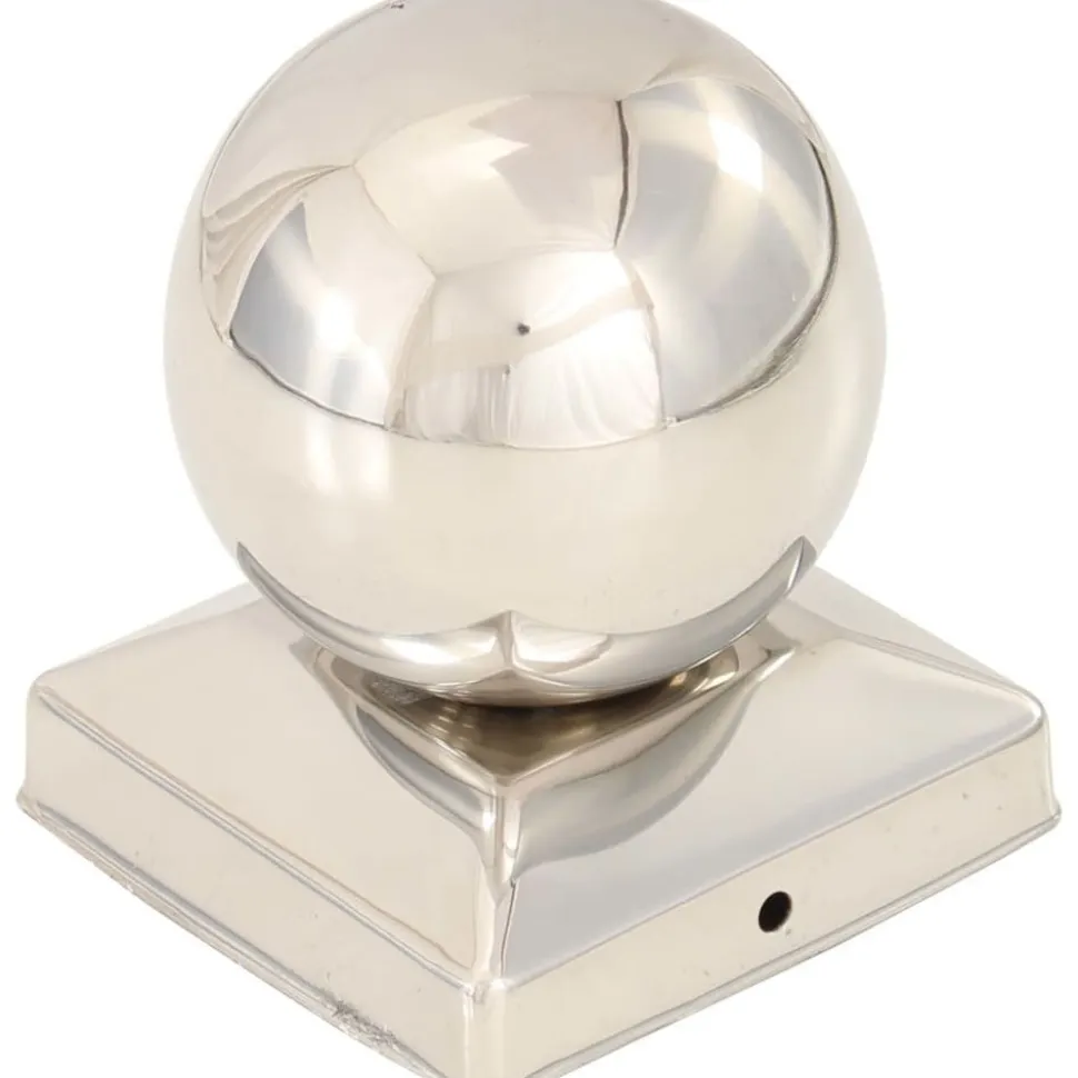 Pallon muotoiset tolpan kärjet 6 kpl ruostumaton teräs 91x91 mm