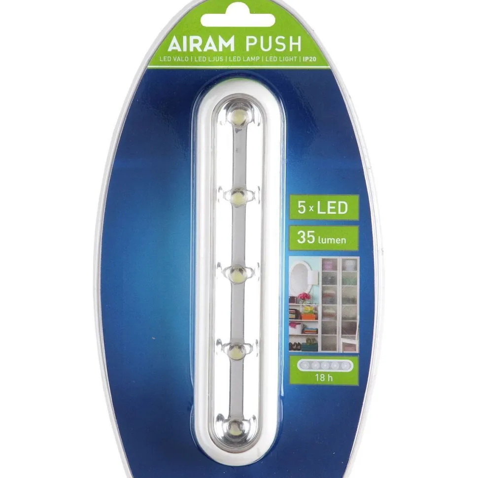 Paristovalo Airam Push Light, 5 LED, valkoinen