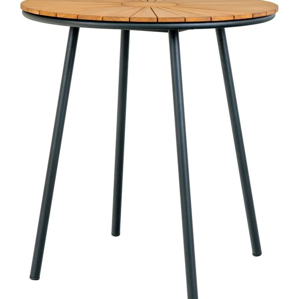 Parvekepöytä House Nordic Cleveland, ø70cm, tiikki, ruskea/musta