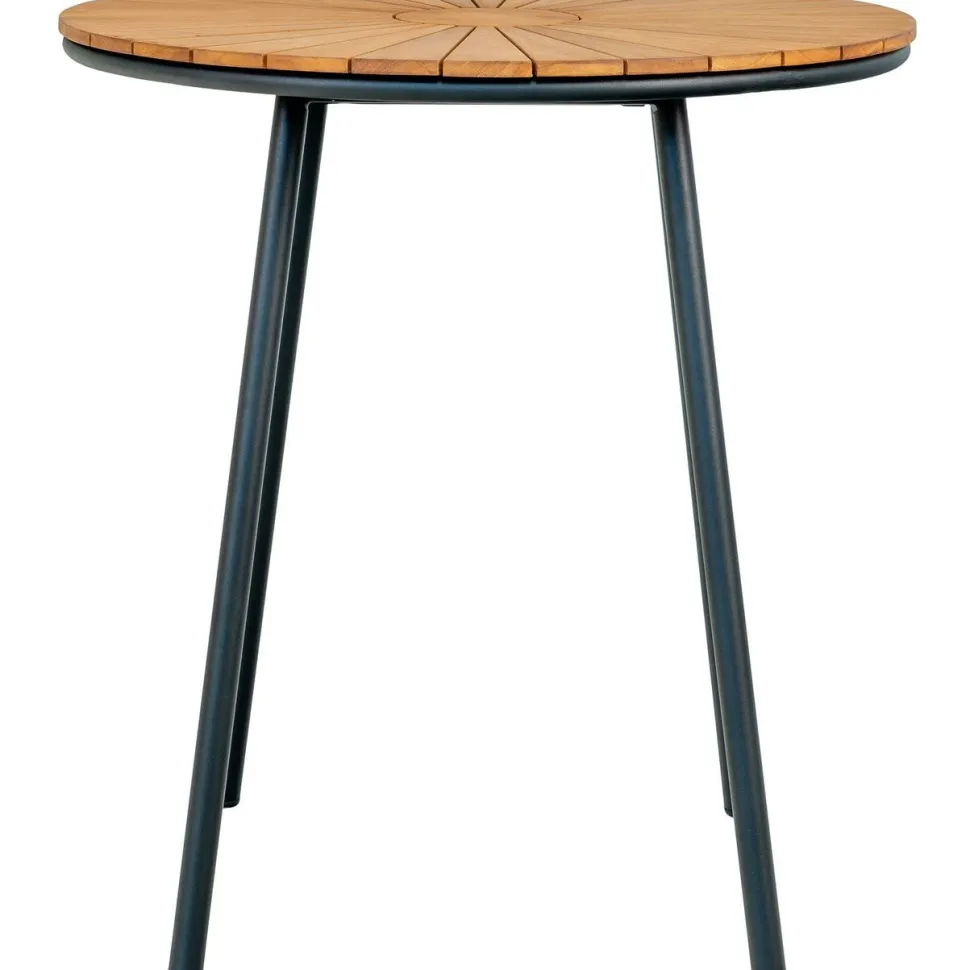 Parvekepöytä House Nordic Cleveland, ø70cm, tiikki, ruskea/musta