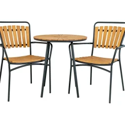 Parvekepöytä House Nordic Cleveland, ø70cm, tiikki, ruskea/musta