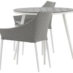 Parvekeryhmä Venture Home, ø90cm, harmaa/valkoinen Break-pöytä + 2 harmaa/valkoista Spoga-tuolia