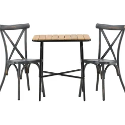 Parvekeryhmä Venture Home, 88x70cm Holmbeck-pöytä + 2 mustaa Tablas-tuolia
