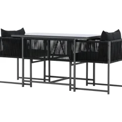 Parvekeryhmä Venture Home Noto, 120x60cm Noto-pöytä + 2 Noto-tuolia, musta
