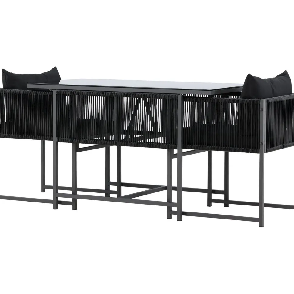 Parvekeryhmä Venture Home Noto, 120x60cm Noto-pöytä + 2 Noto-tuolia, musta