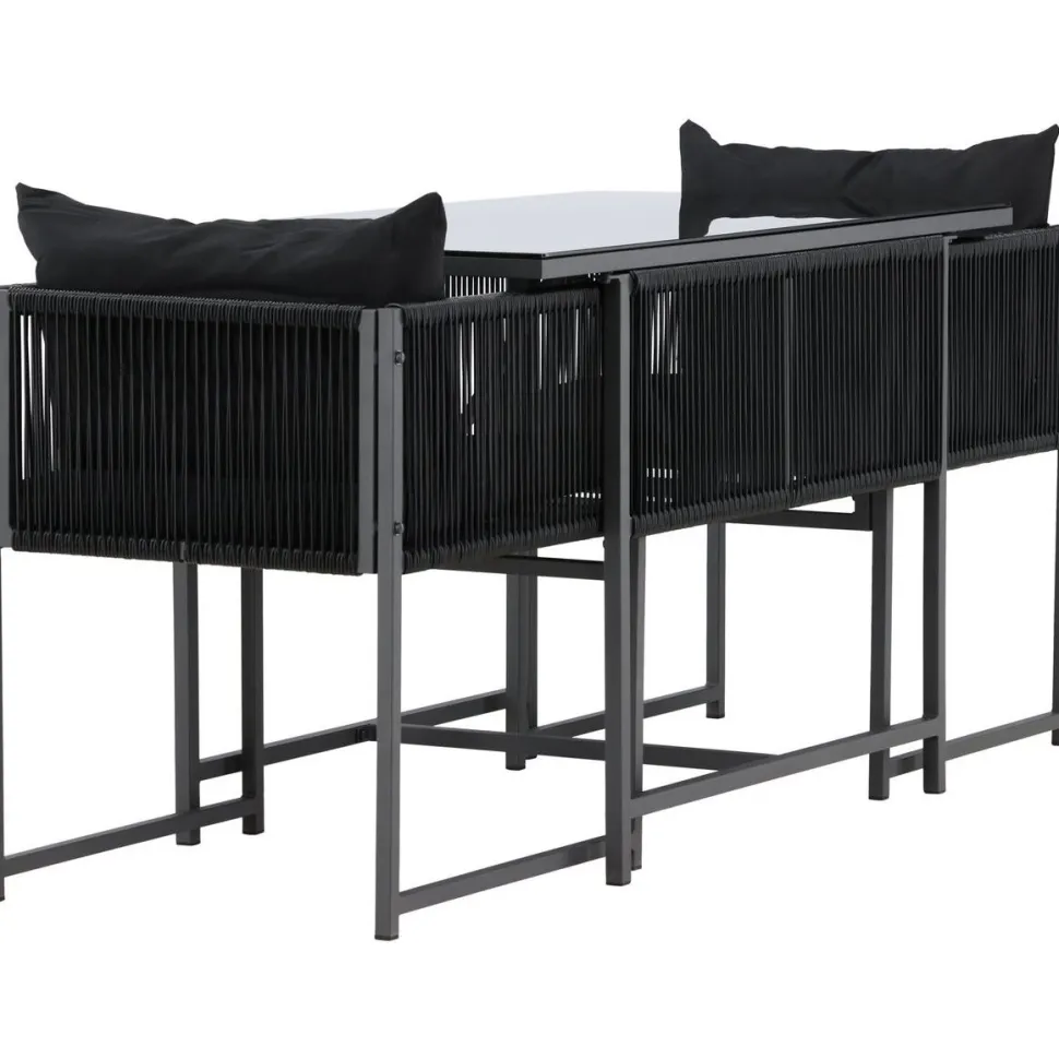 Parvekeryhmä Venture Home Noto, 120x60cm Noto-pöytä + 2 Noto-tuolia, musta