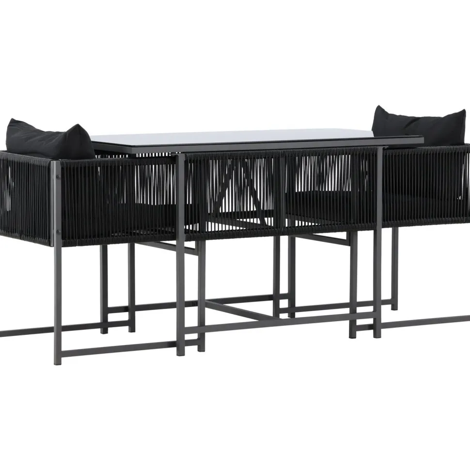 Parvekeryhmä Venture Home Noto, 120x60cm Noto-pöytä + 2 Noto-tuolia, musta