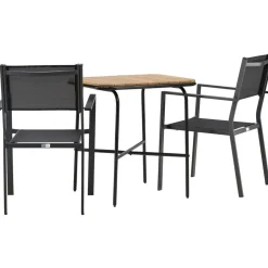 Parvekeryhmä Venture Home, 88x70cm Holmbeck-pöytä + 2 mustaa Copacabana-tuolia