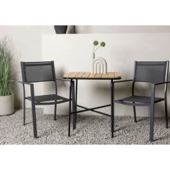 Parvekeryhmä Venture Home, 88x70cm Holmbeck-pöytä + 2 mustaa Copacabana-tuolia