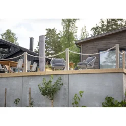 Parvekeryhmä Venture Home, ø40cm Chania-pöytä + 2 harmaata Lindos-tuolia
