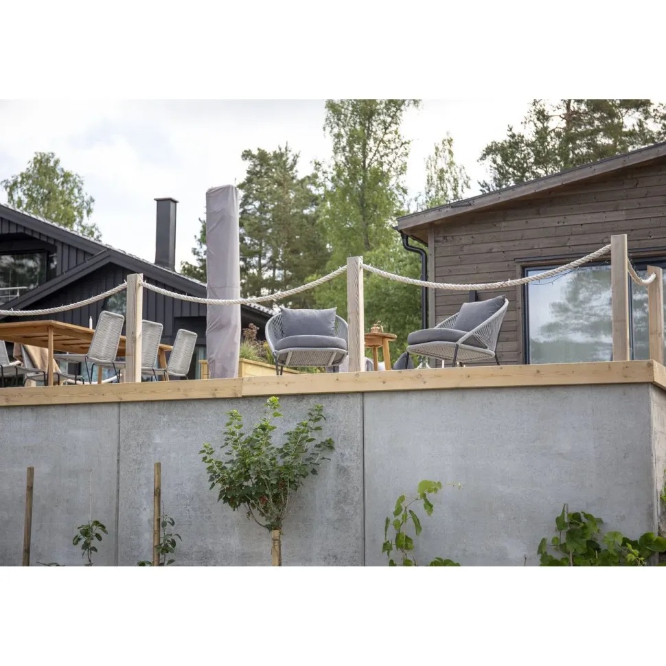 Parvekeryhmä Venture Home, ø40cm Chania-pöytä + 2 harmaata Lindos-tuolia