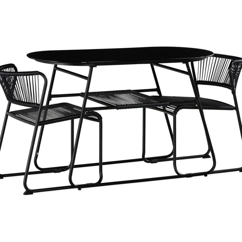 Parvekeryhmä Lamborg 120cm pöytä + 2 tuolia musta