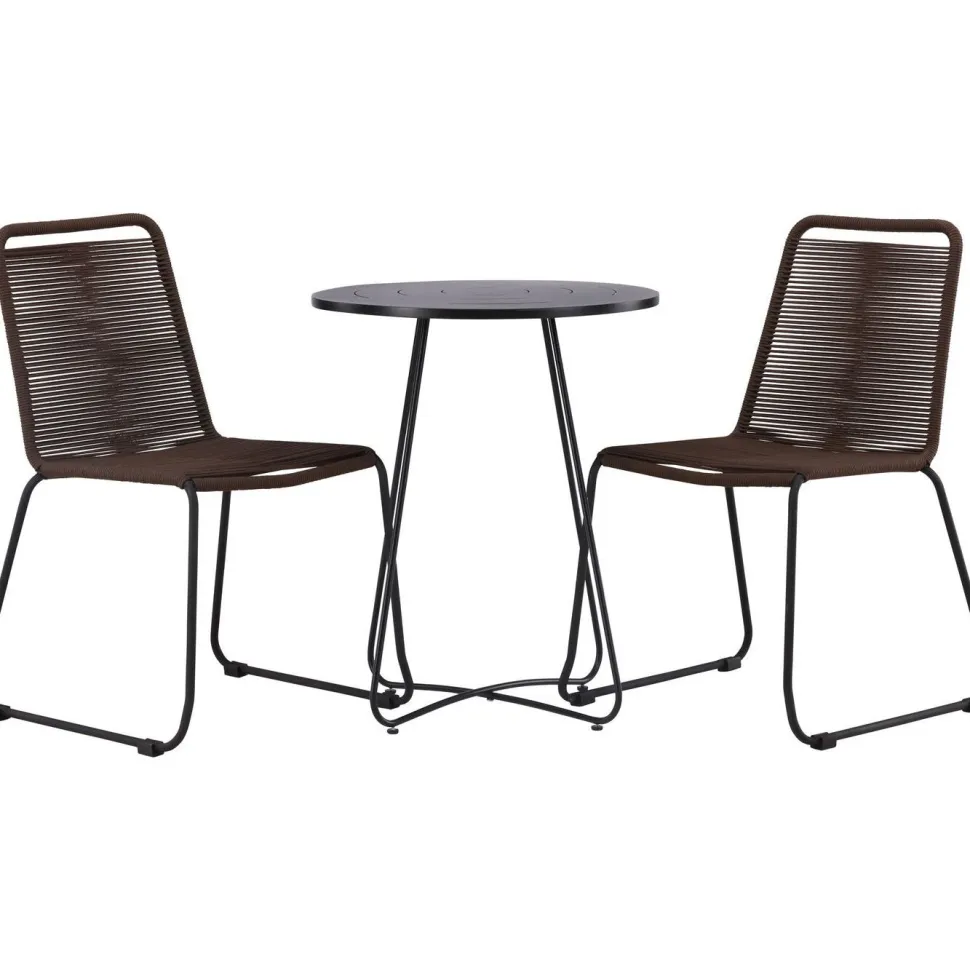Parvekeryhmä Venture Home, ø60cm Bacong-pöytä + 2 Lindos-tuolia