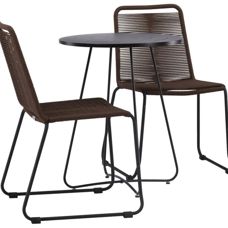 Parvekeryhmä Venture Home, ø60cm Bacong-pöytä + 2 Lindos-tuolia