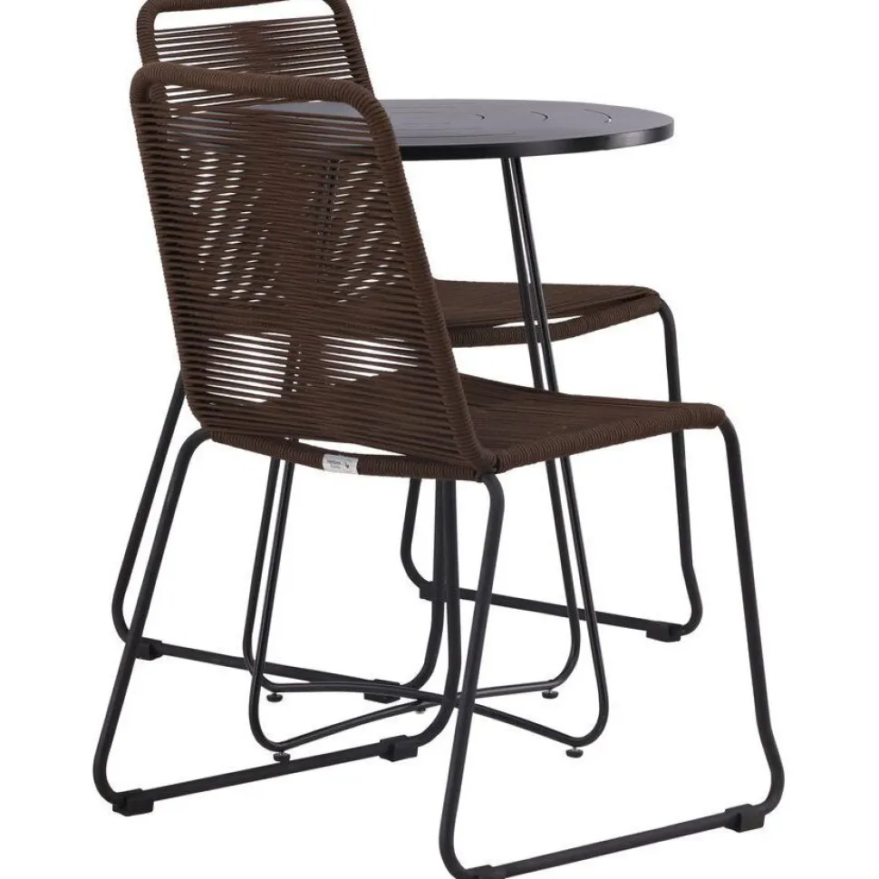 Parvekeryhmä Venture Home, ø60cm Bacong-pöytä + 2 Lindos-tuolia