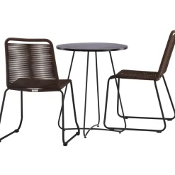 Parvekeryhmä Venture Home, ø60cm Bacong-pöytä + 2 Lindos-tuolia