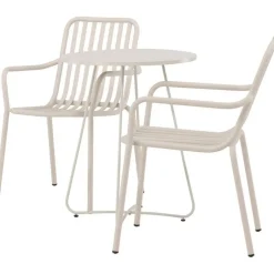 Parvekeryhmä Venture Home, ø60cm beige Bacong-pöytä + 2 mustaa Peking-tuolia