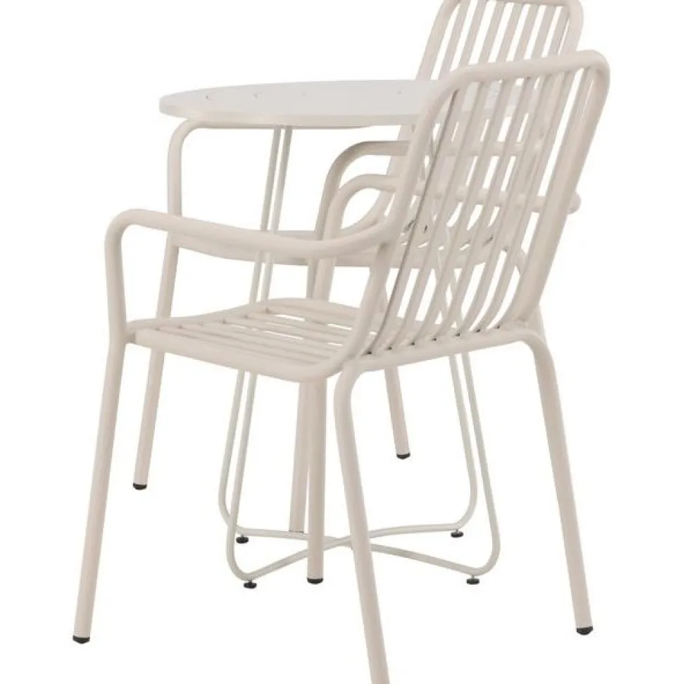 Parvekeryhmä Venture Home, ø60cm beige Bacong-pöytä + 2 mustaa Peking-tuolia