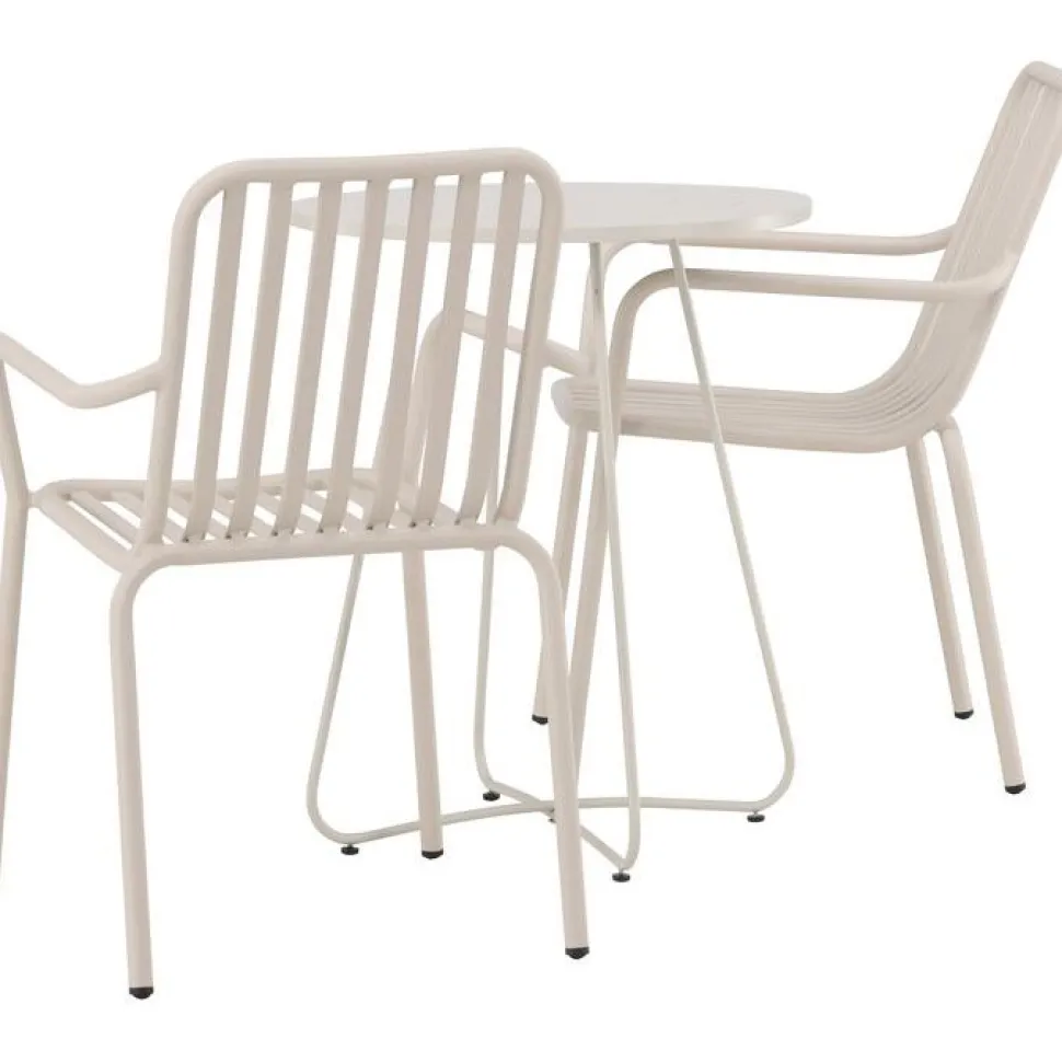 Parvekeryhmä Venture Home, ø60cm beige Bacong-pöytä + 2 mustaa Peking-tuolia