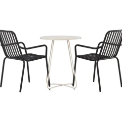 Parvekeryhmä Venture Home, ø60cm beige Bacong-pöytä + 2 mustaa Peking-tuolia