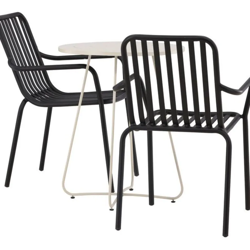 Parvekeryhmä Venture Home, ø60cm beige Bacong-pöytä + 2 mustaa Peking-tuolia