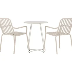 Parvekeryhmä Venture Home, ø60cm beige Bacong-pöytä + 2 mustaa Peking-tuolia