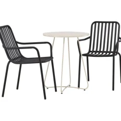 Parvekeryhmä Venture Home, ø60cm beige Bacong-pöytä + 2 mustaa Peking-tuolia