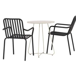 Parvekeryhmä Venture Home, ø60cm beige Bacong-pöytä + 2 mustaa Peking-tuolia