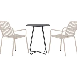 Parvekeryhmä Venture Home, ø60cm beige Bacong-pöytä + 2 mustaa Peking-tuolia