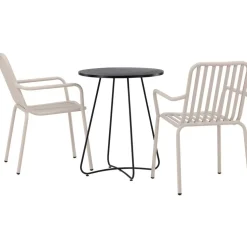 Parvekeryhmä Venture Home, ø60cm beige Bacong-pöytä + 2 mustaa Peking-tuolia