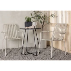 Parvekeryhmä Venture Home, ø60cm beige Bacong-pöytä + 2 mustaa Peking-tuolia