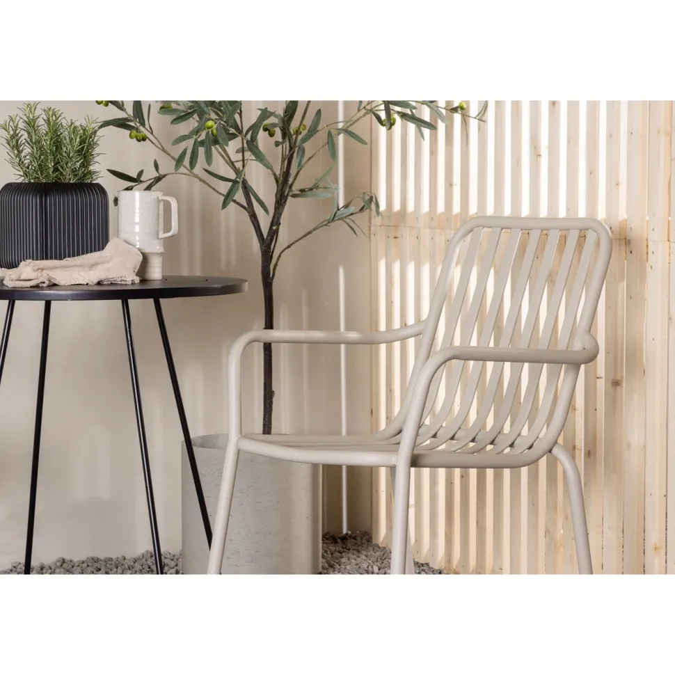 Parvekeryhmä Venture Home, ø60cm beige Bacong-pöytä + 2 mustaa Peking-tuolia