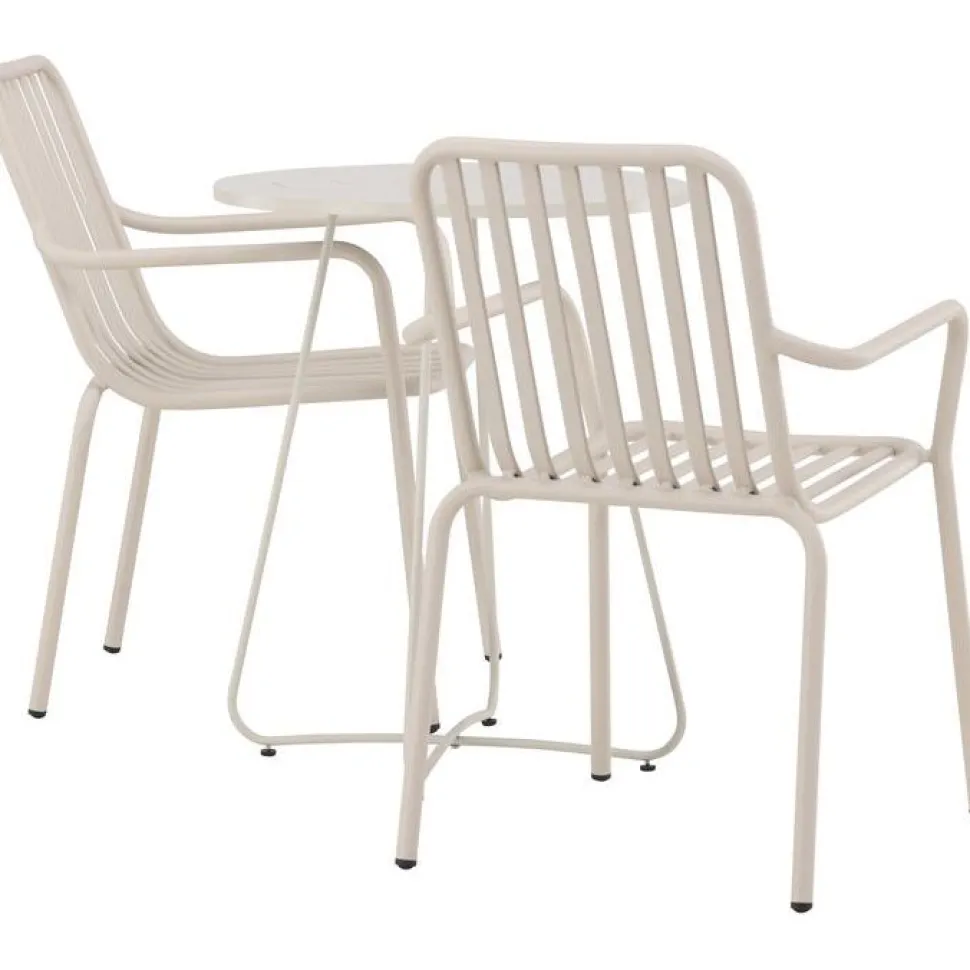 Parvekeryhmä Venture Home, ø60cm beige Bacong-pöytä + 2 mustaa Peking-tuolia
