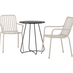 Parvekeryhmä Venture Home, ø60cm beige Bacong-pöytä + 2 mustaa Peking-tuolia