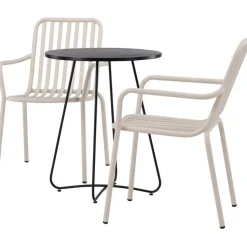 Parvekeryhmä Venture Home, ø60cm beige Bacong-pöytä + 2 mustaa Peking-tuolia
