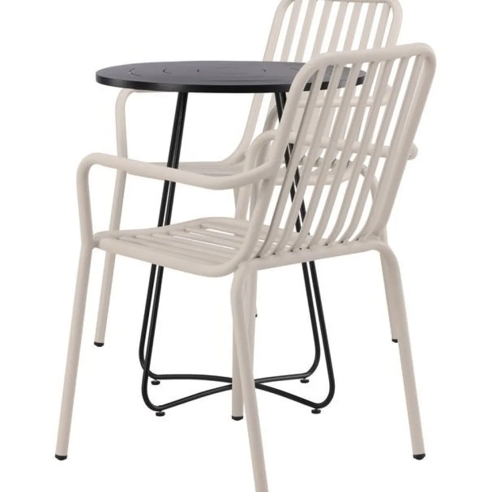 Parvekeryhmä Venture Home, ø60cm beige Bacong-pöytä + 2 mustaa Peking-tuolia