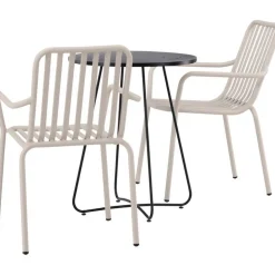 Parvekeryhmä Venture Home, ø60cm beige Bacong-pöytä + 2 mustaa Peking-tuolia