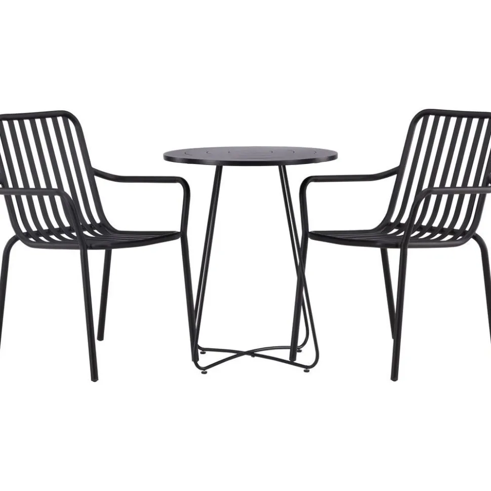 Parvekeryhmä Venture Home, ø60cm beige Bacong-pöytä + 2 mustaa Peking-tuolia