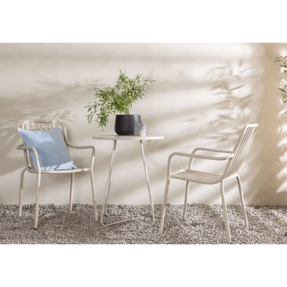 Parvekeryhmä Venture Home, ø60cm beige Bacong-pöytä + 2 mustaa Peking-tuolia