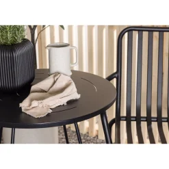 Parvekeryhmä Venture Home, ø60cm beige Bacong-pöytä + 2 mustaa Peking-tuolia