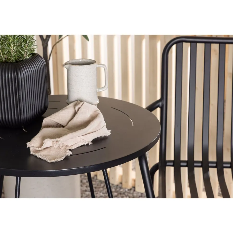 Parvekeryhmä Venture Home, ø60cm beige Bacong-pöytä + 2 mustaa Peking-tuolia